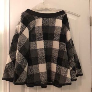Ryu L Black Gray & White Wool Poncho